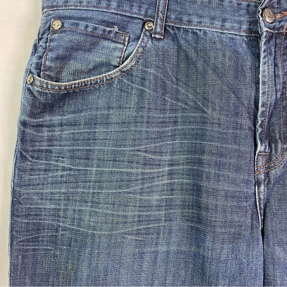 Marc Ecko Dark Blue Lion Embroidered Pocket Bootcut Jeans 40 - Picture 2 of 11